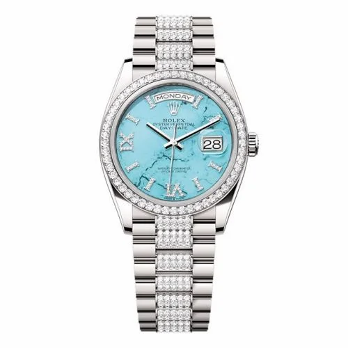 Rolex Day-Date 36 White Gold - Diamond / Turquoise / President - Diamond 128349RBR-0032 (M128349RBR-0032)